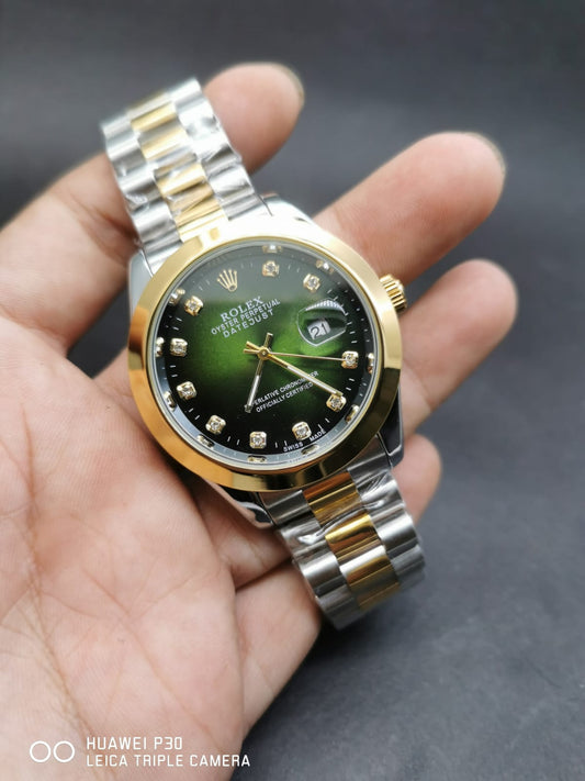 Green two-tone Rolex Oyster Perpetual Date-just
